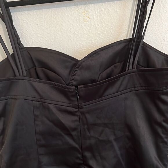 XOXO Black Satin Corset Party Dress with Stud and Rhinestones Accents Size 7/8 - Picture 8 of 10
